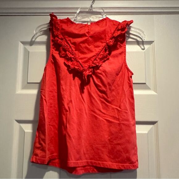 J Crew Eyelet Orange Ruffle Front Tank AW141 Sleeveless XS Sleeveless Shirt 2021 - Picture 8 of 13
